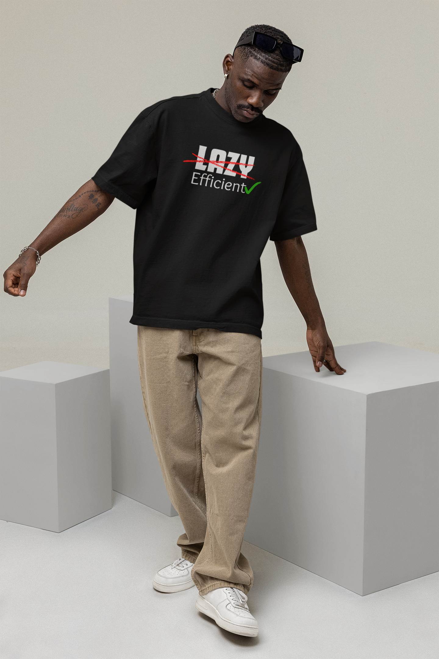 Not Lazy, Efficient Oversize T-shirt