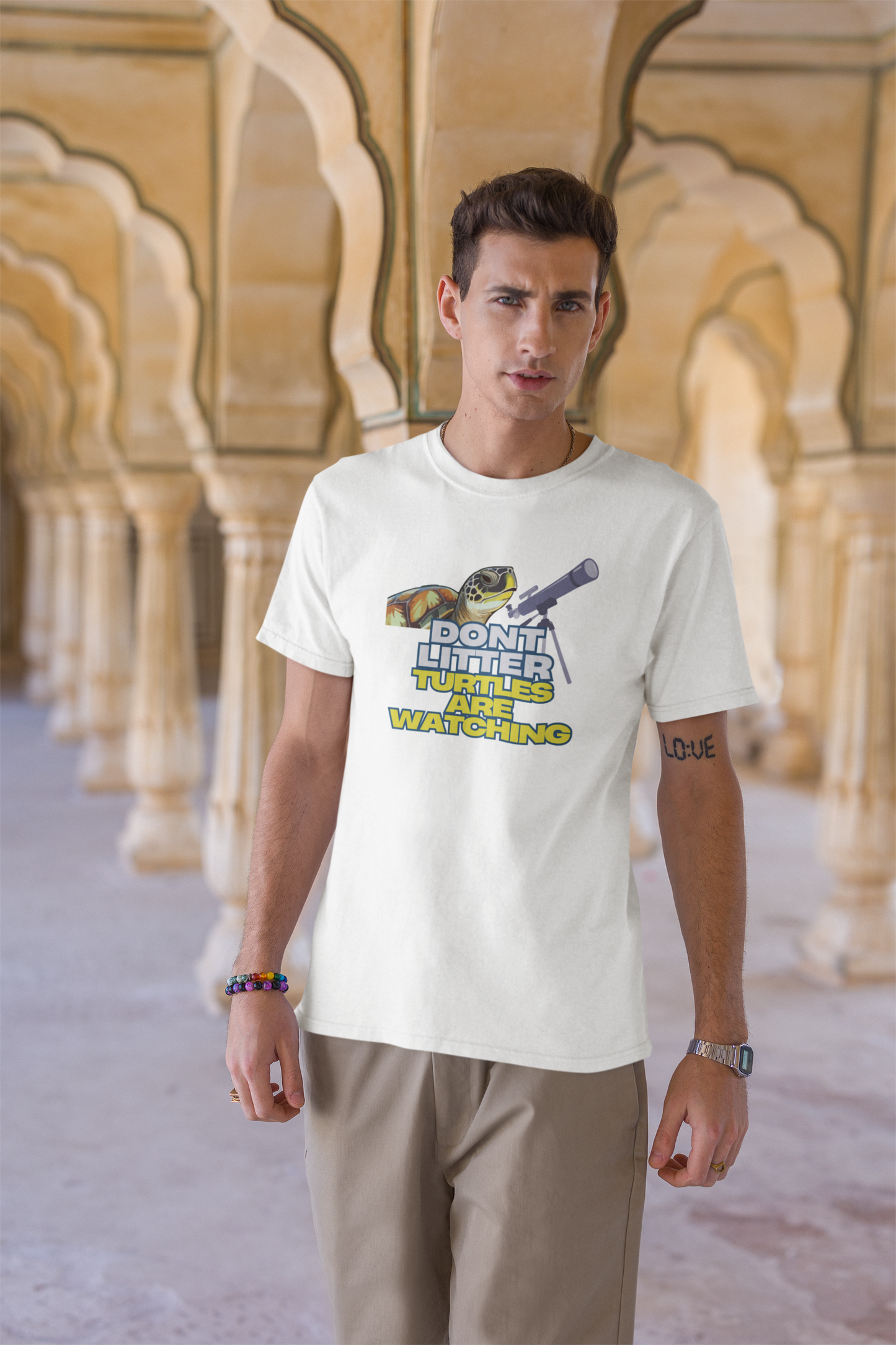 Don't Litter Turtles are Watching Short Sleeve T-shirt