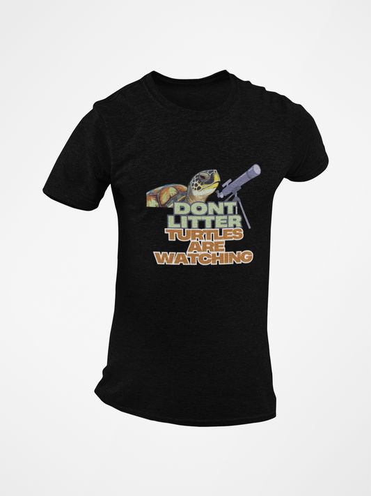 Don't Litter Turtles are Watching Short Sleeve T-shirt